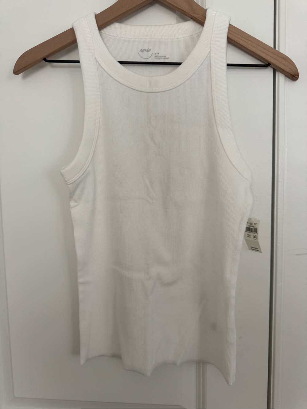 aerie White Ribbed Tank - Slim Racerback Style